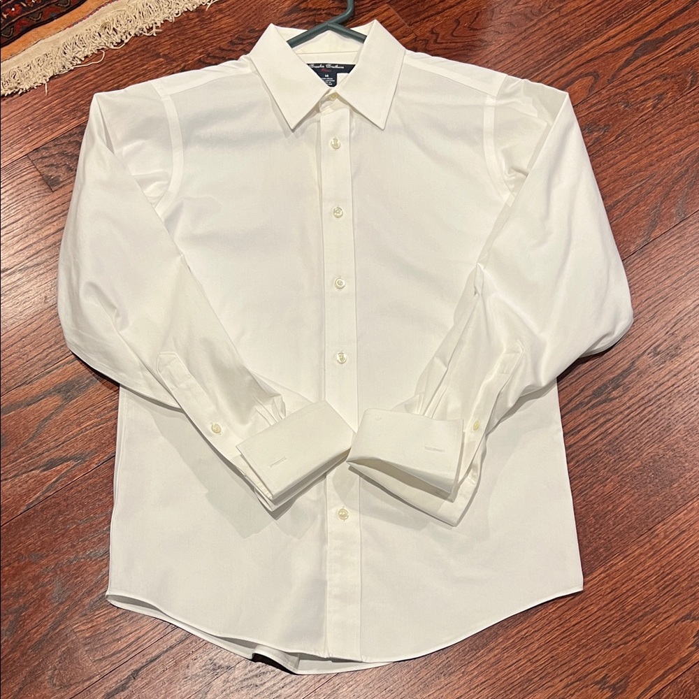 Boys Brooks Brothers French Cuff Dress Shirt Size 14 Non-Iron